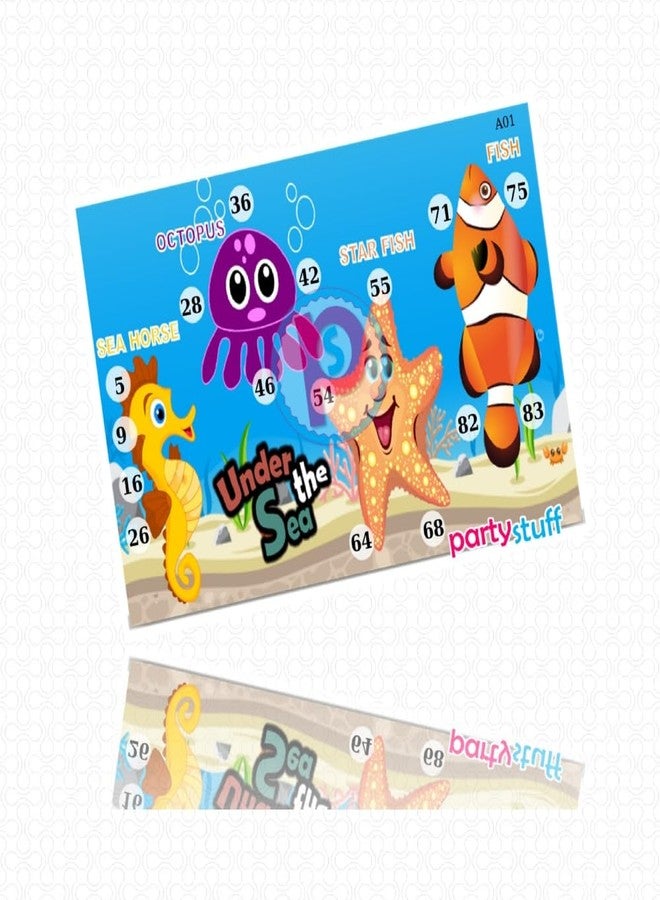 PartyStuff Marine Theme Tambola Housie Tickets - Under The Sea kukuba 1 - Designer Kukuba (24 Cards) - Image 2